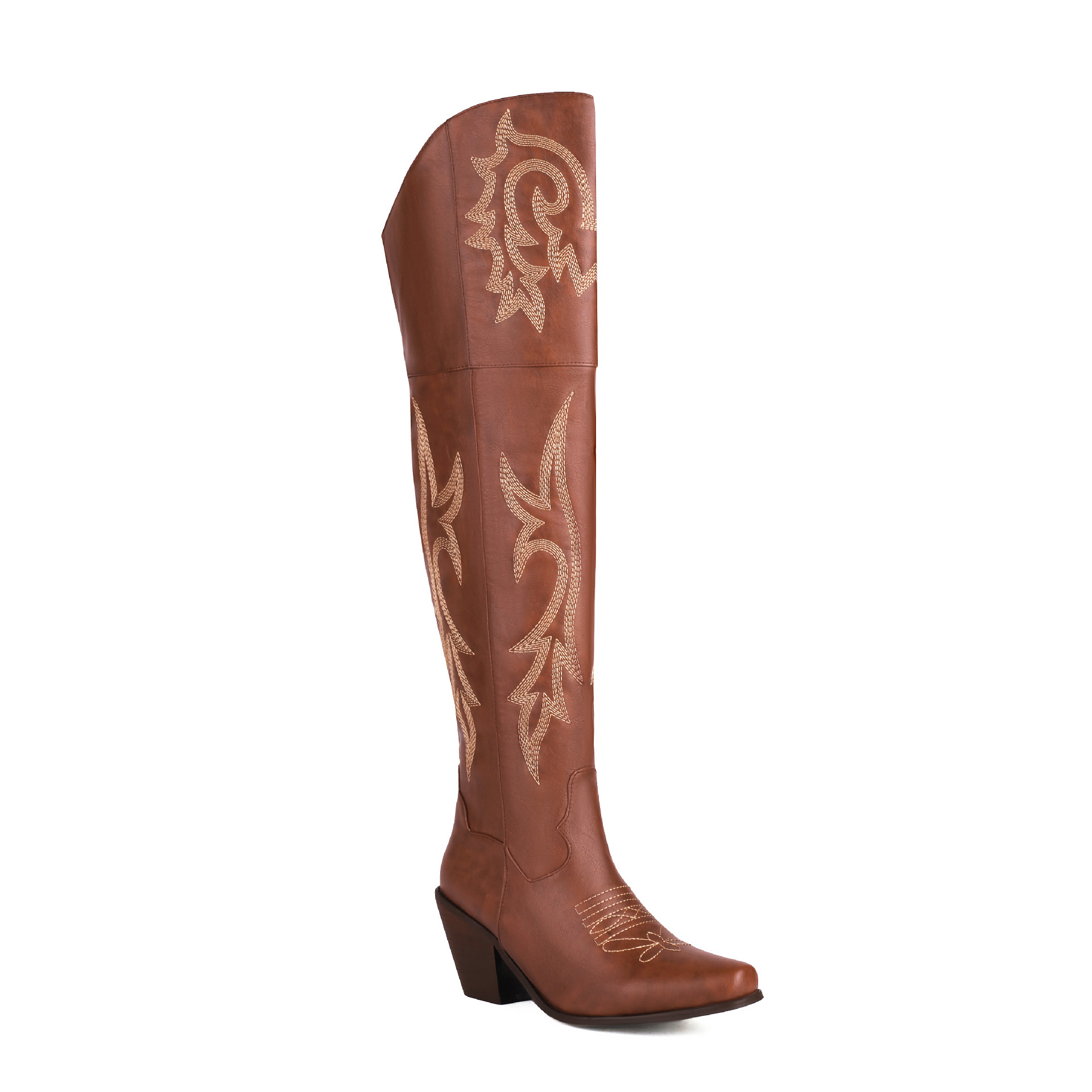 Martin Boots Embroidered Long Boots Knight Boots Thick High Heels