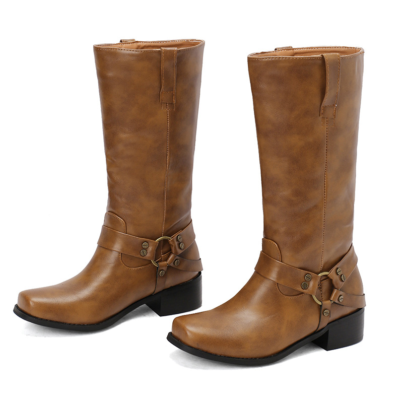 Mid Heeled Boots, Retro Roman Boots