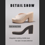 Slope Heel Thick Soled Sandals With Suede Texture