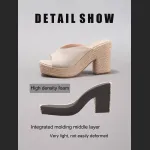 Slope Heel Thick Soled Sandals With Suede Texture