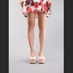 Slope Heel Thick Soled Sandals With Suede Texture