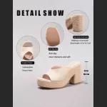 Slope Heel Thick Soled Sandals With Suede Texture