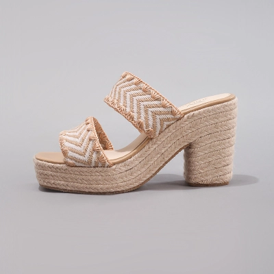 Slope Heel Thick Soled Sandals Woven Fashionable High Heels 02