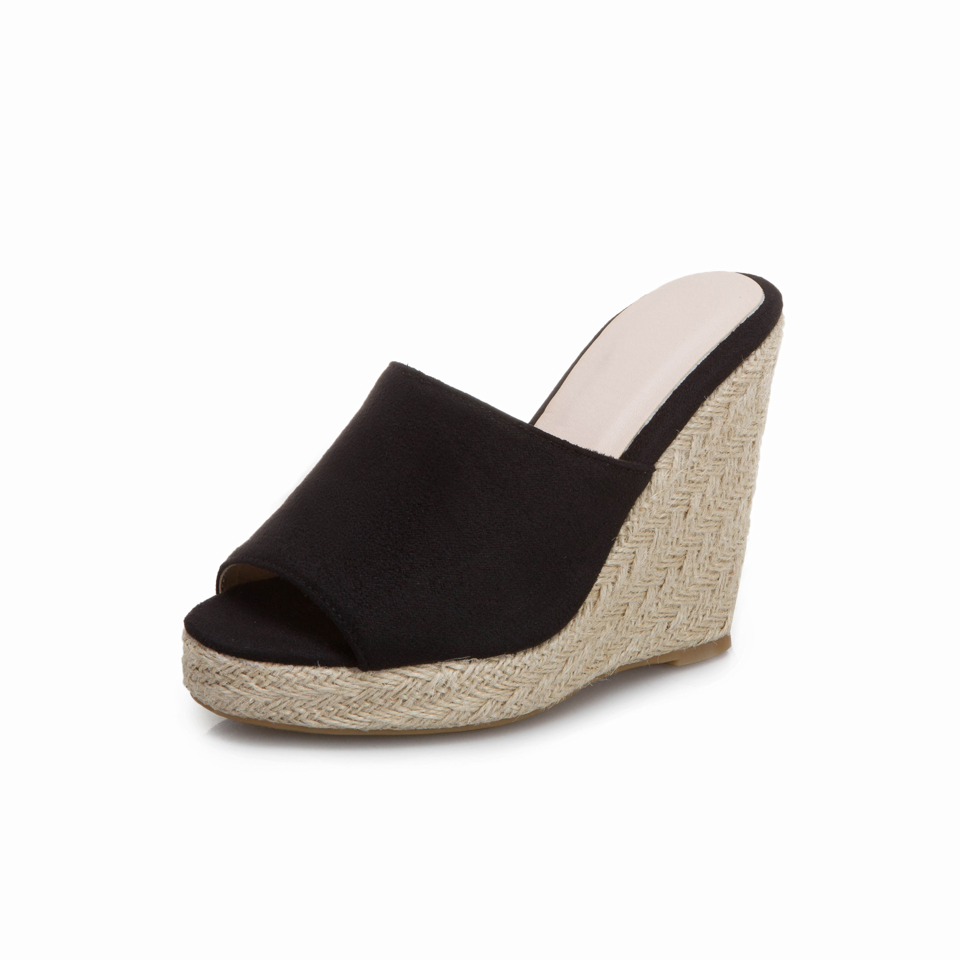Suede Outdoor Sandals With Sloping Heels For Casual Wear