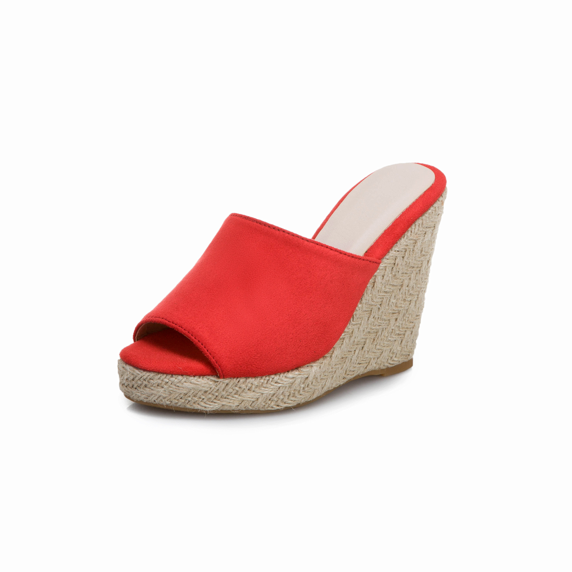 Suede Outdoor Sandals With Sloping Heels For Casual Wear