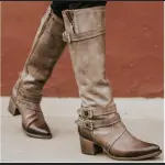 Women's Boots, Belt Buckle, High Top Knight Boots