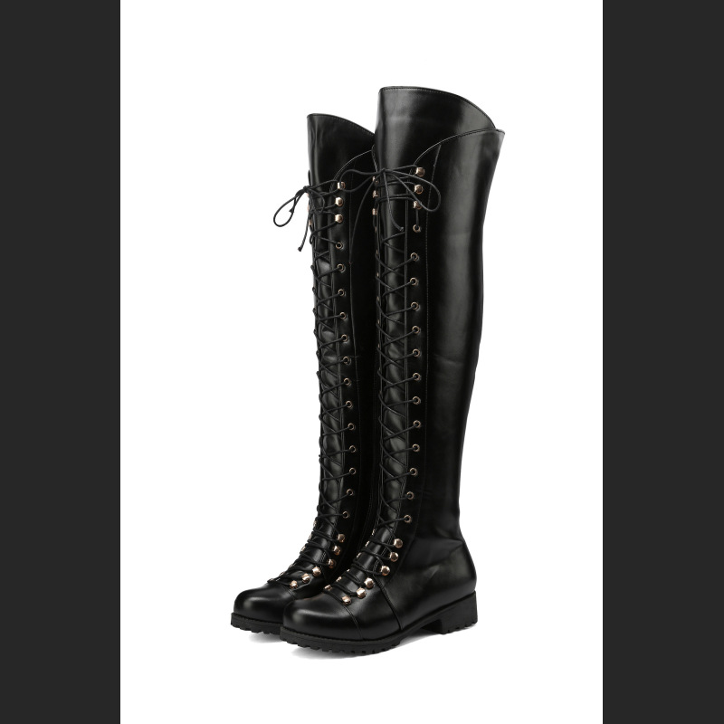 Women's Boots With Cross Straps Over The Knee, Long Boots For Knights