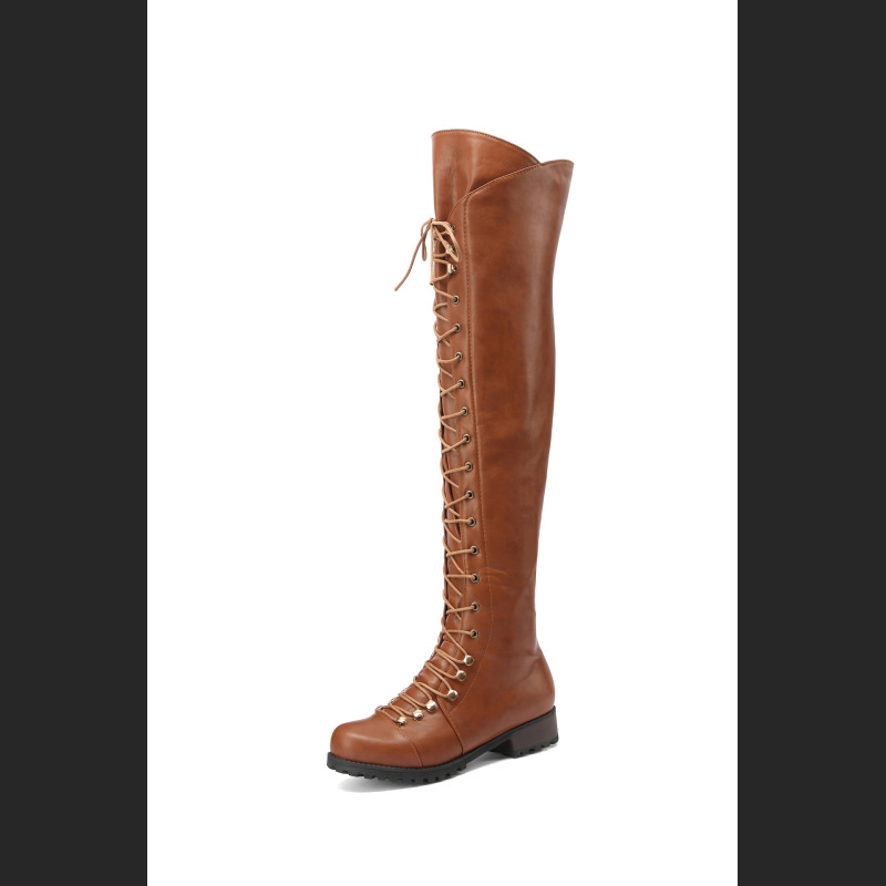 Women's Boots With Cross Straps Over The Knee, Long Boots For Knights