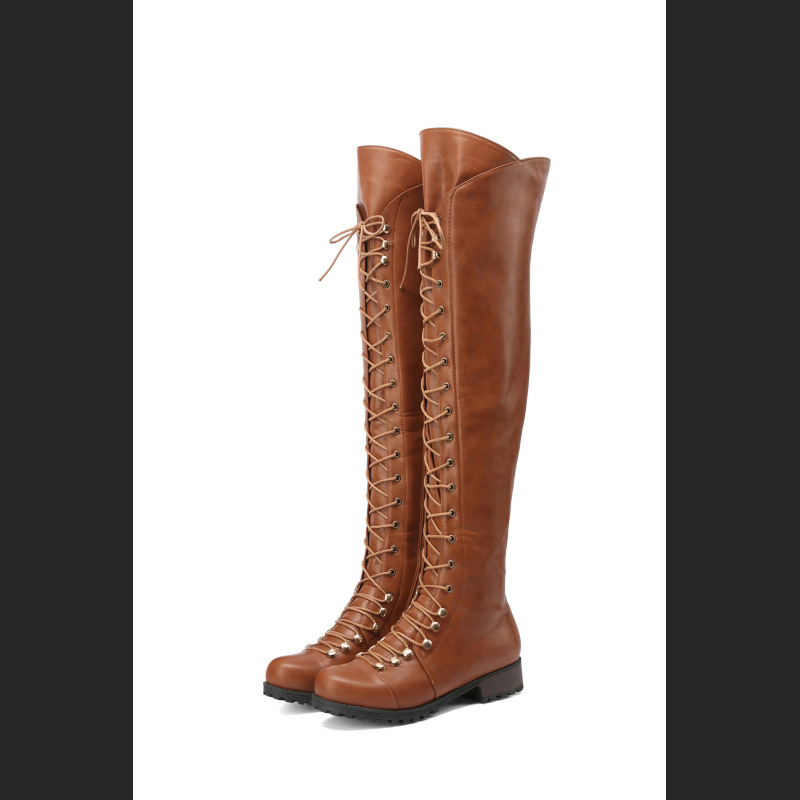 Women's Boots With Cross Straps Over The Knee, Long Boots For Knights