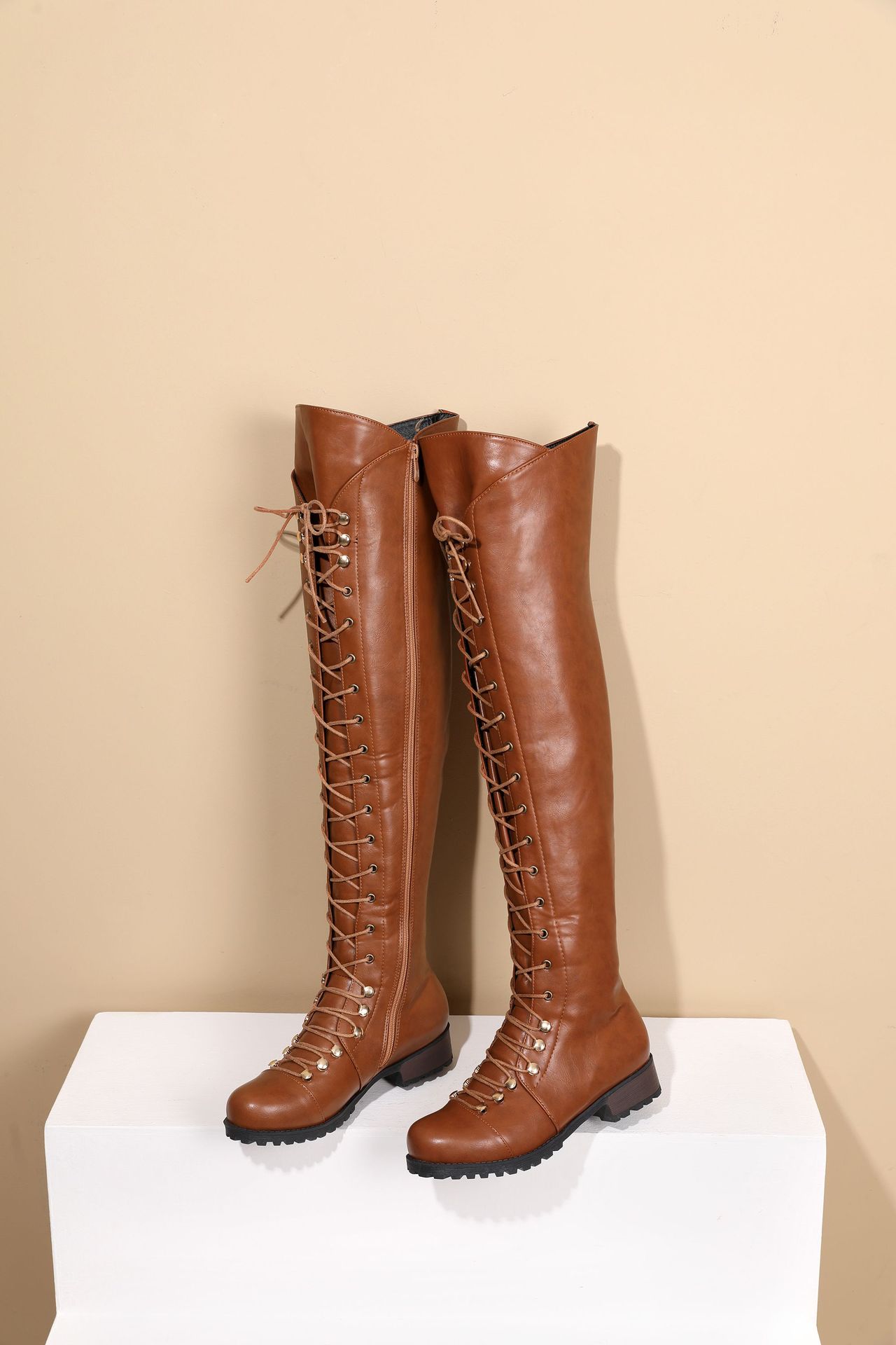 Women's Boots With Cross Straps Over The Knee, Long Boots For Knights