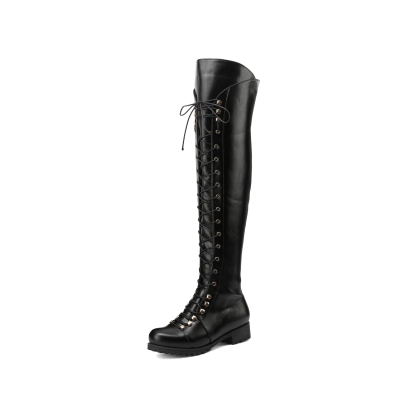 Women's Boots With Cross Straps Over The Knee, Long Boots For Knights 02
