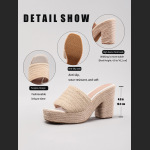 Women's Hemp Rope Slope And Thick Soled Sandals Woven With Grass Rope
