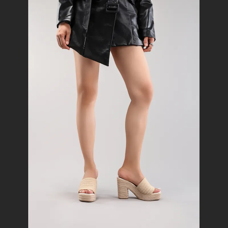 Women's Hemp Rope Slope & Thick Soled Sandals Woven With Grass Rope