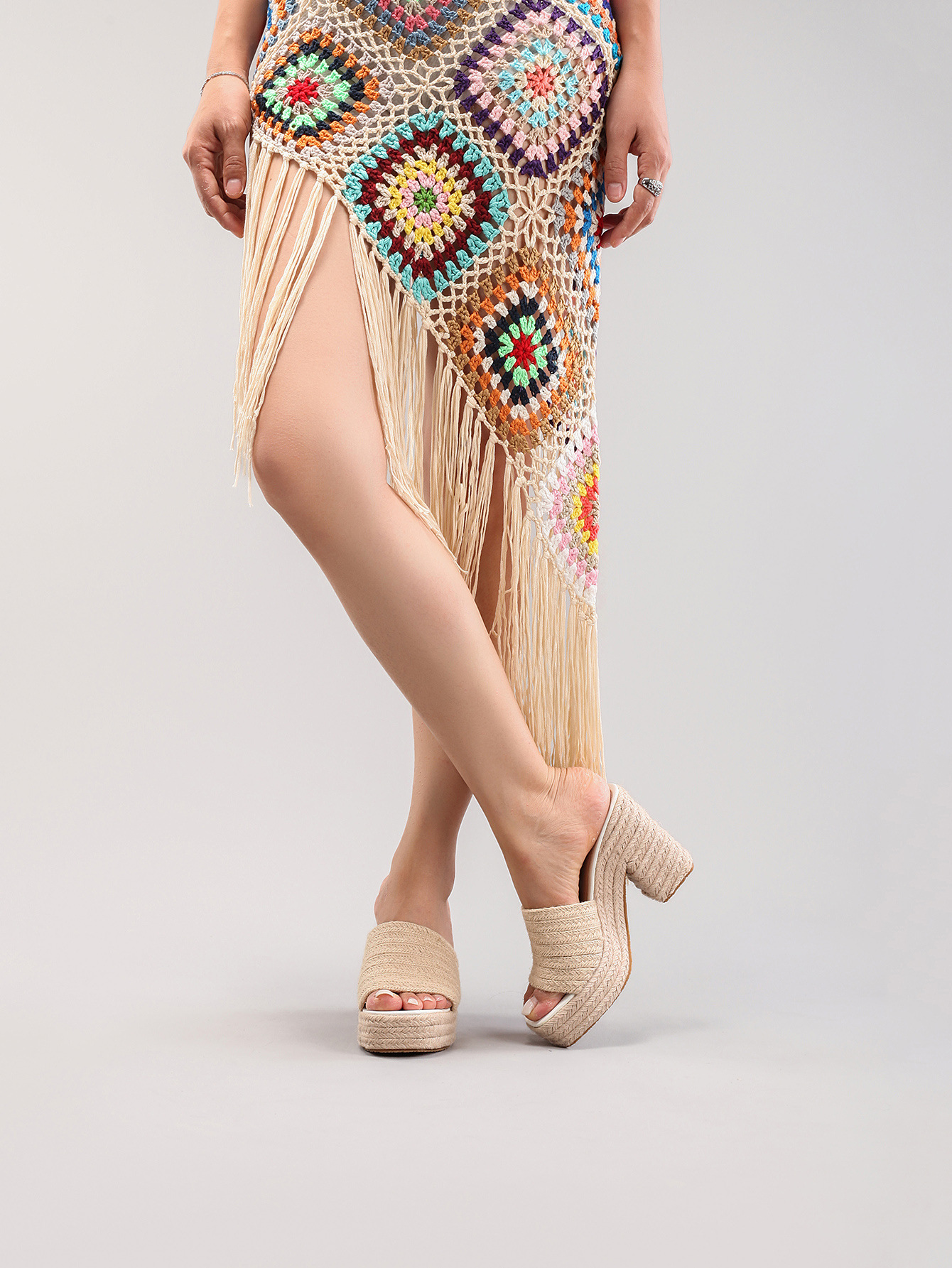 Women's Hemp Rope Slope & Thick Soled Sandals Woven With Grass Rope