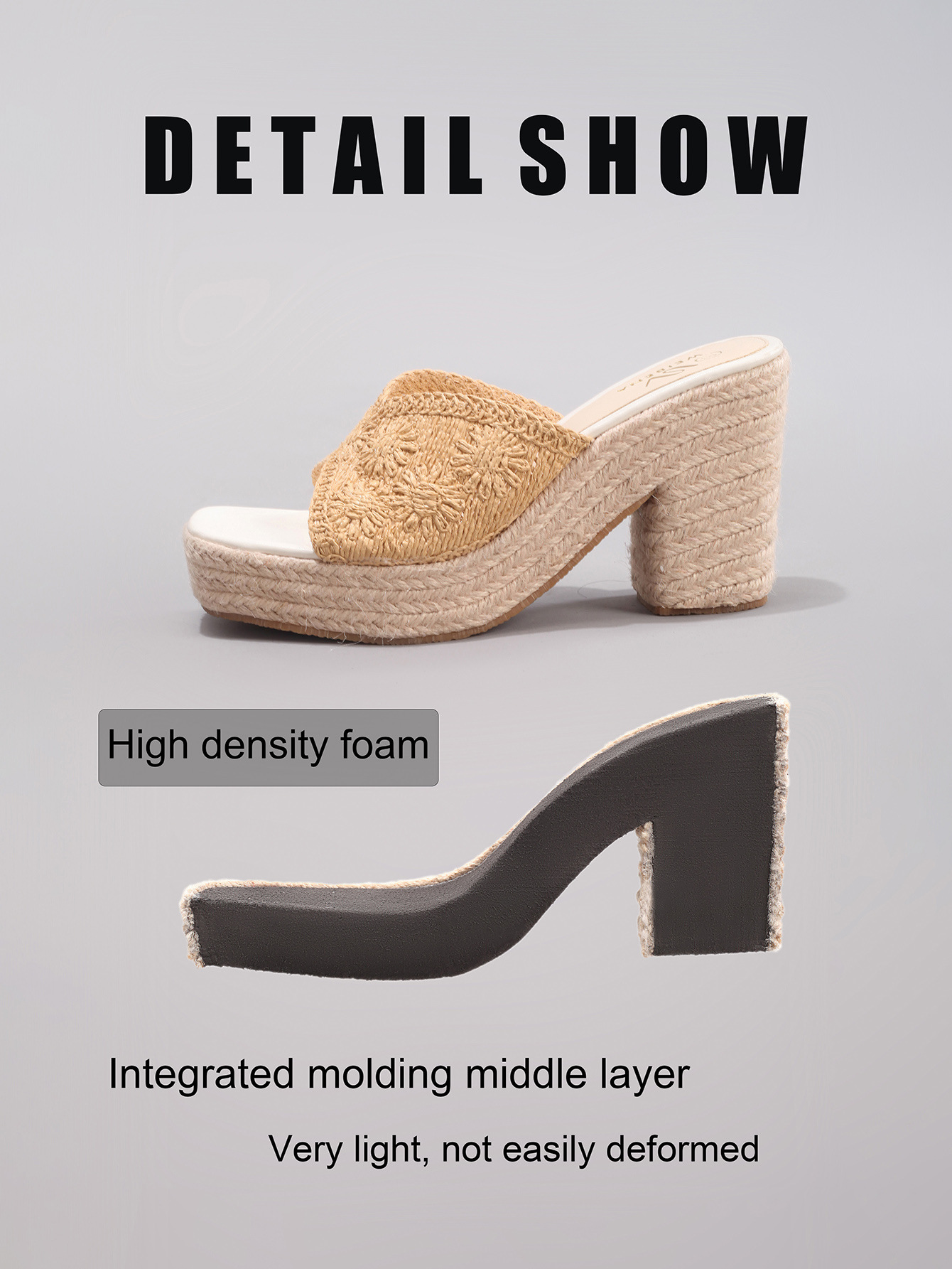 Women's Hemp Rope Wedge Heel Thick Soled Sandals