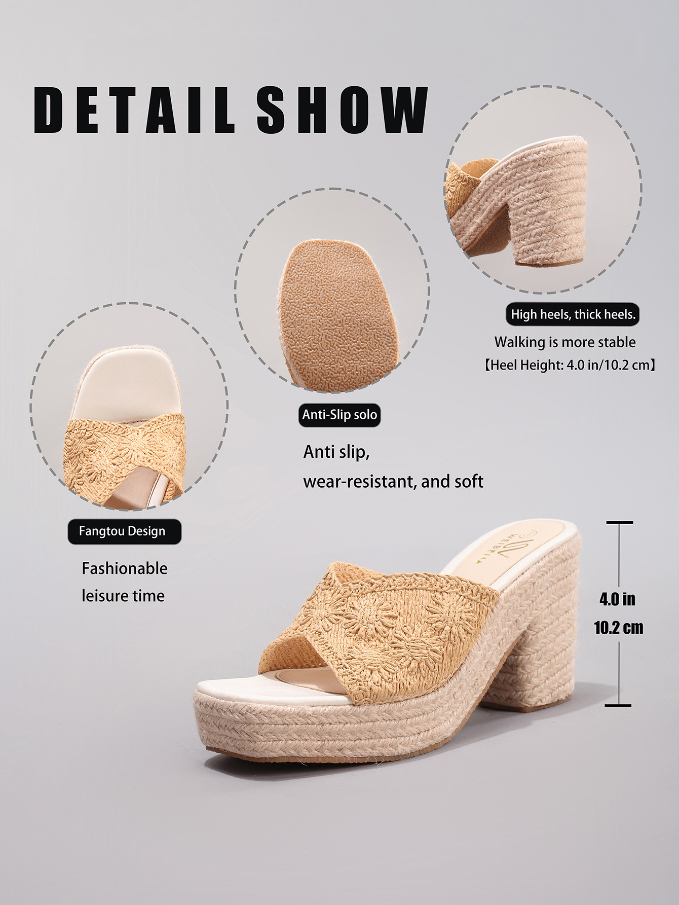 Women's Hemp Rope Wedge Heel Thick Soled Sandals