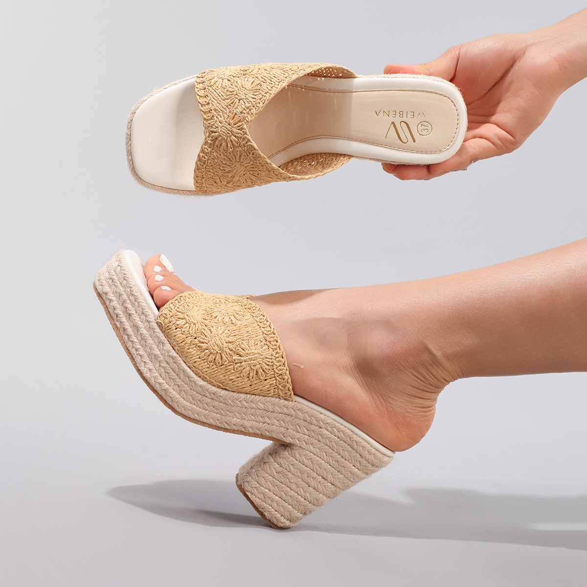 Women's Hemp Rope Wedge Heel Thick Soled Sandals