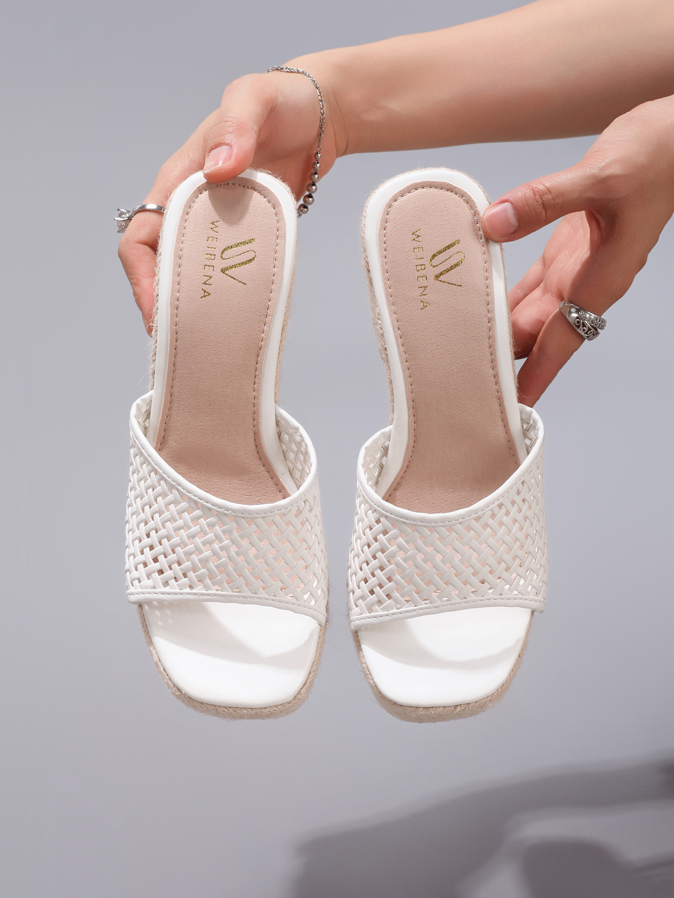 Women's Hemp Rope Wedge Sandals Woven Hollow High Heels