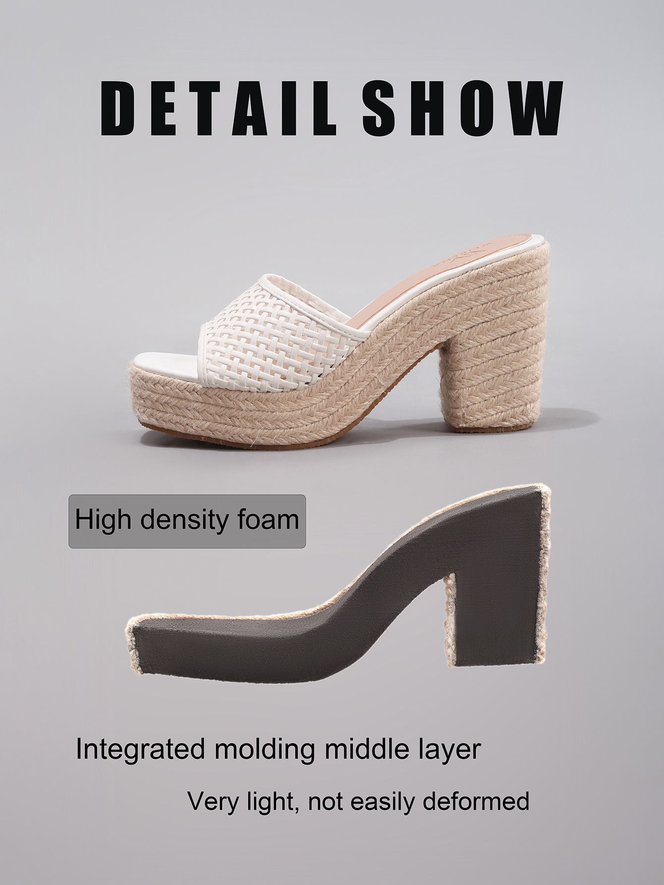 Women's Hemp Rope Wedge Sandals Woven Hollow High Heels