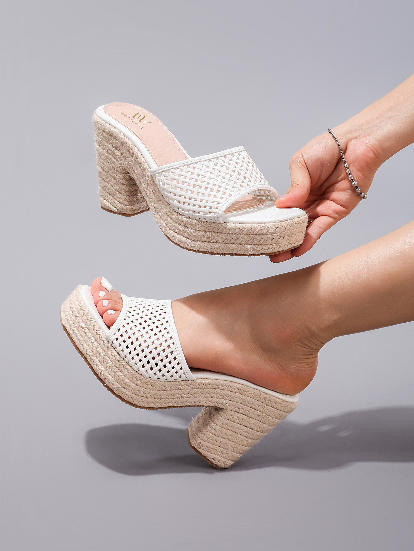 Women's Hemp Rope Wedge Sandals Woven Hollow High Heels