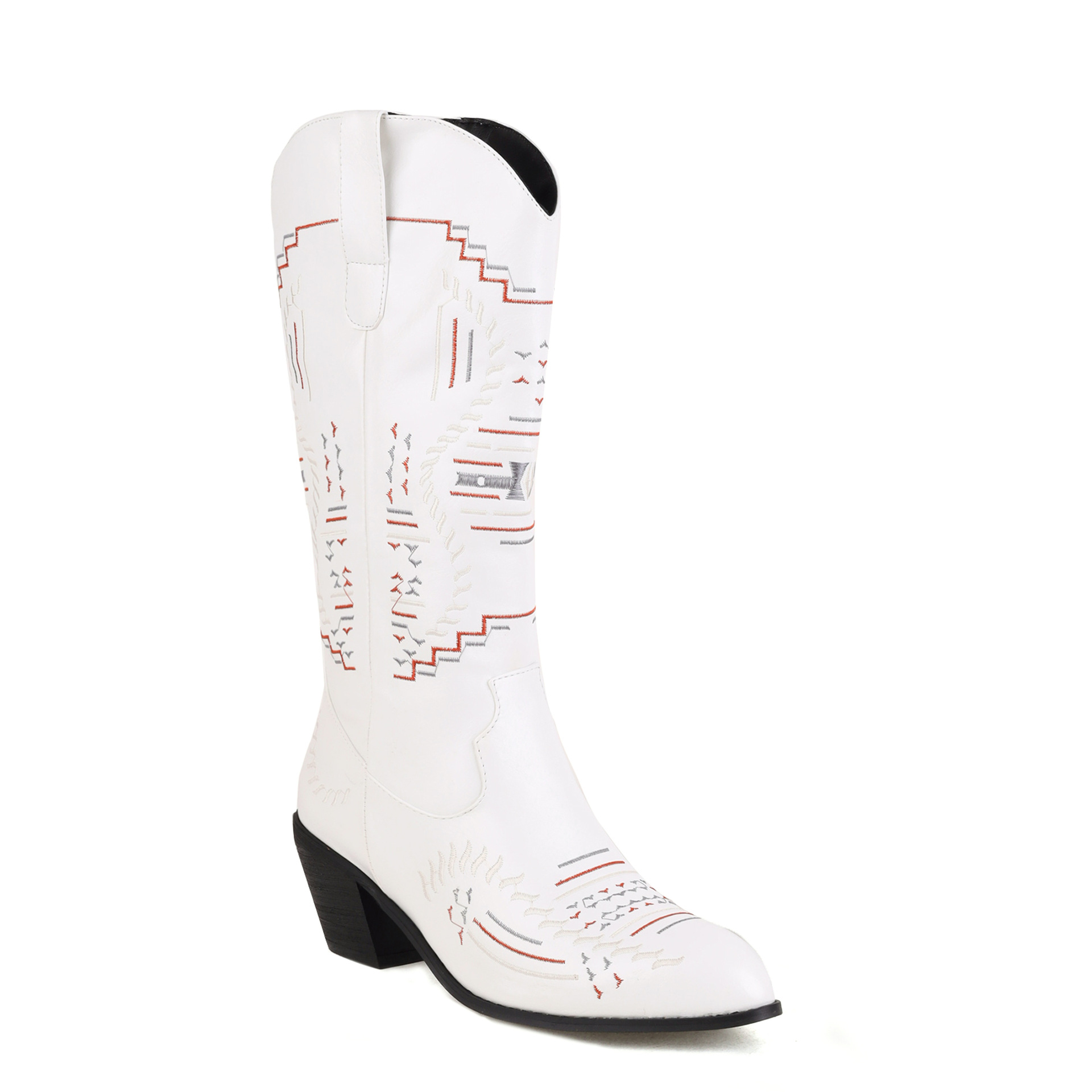 Embroidered Pointed High Boots, Knight Boots, Thick High-Heeled Boots