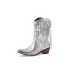 Fashion Sequined Fringed Boots, Pointed Short Boots, Thick Mid Heeled Boots
