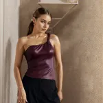 Sleeveless Slanted Neck Slim Fit Sexy Twisted Band Single Shoulder Top