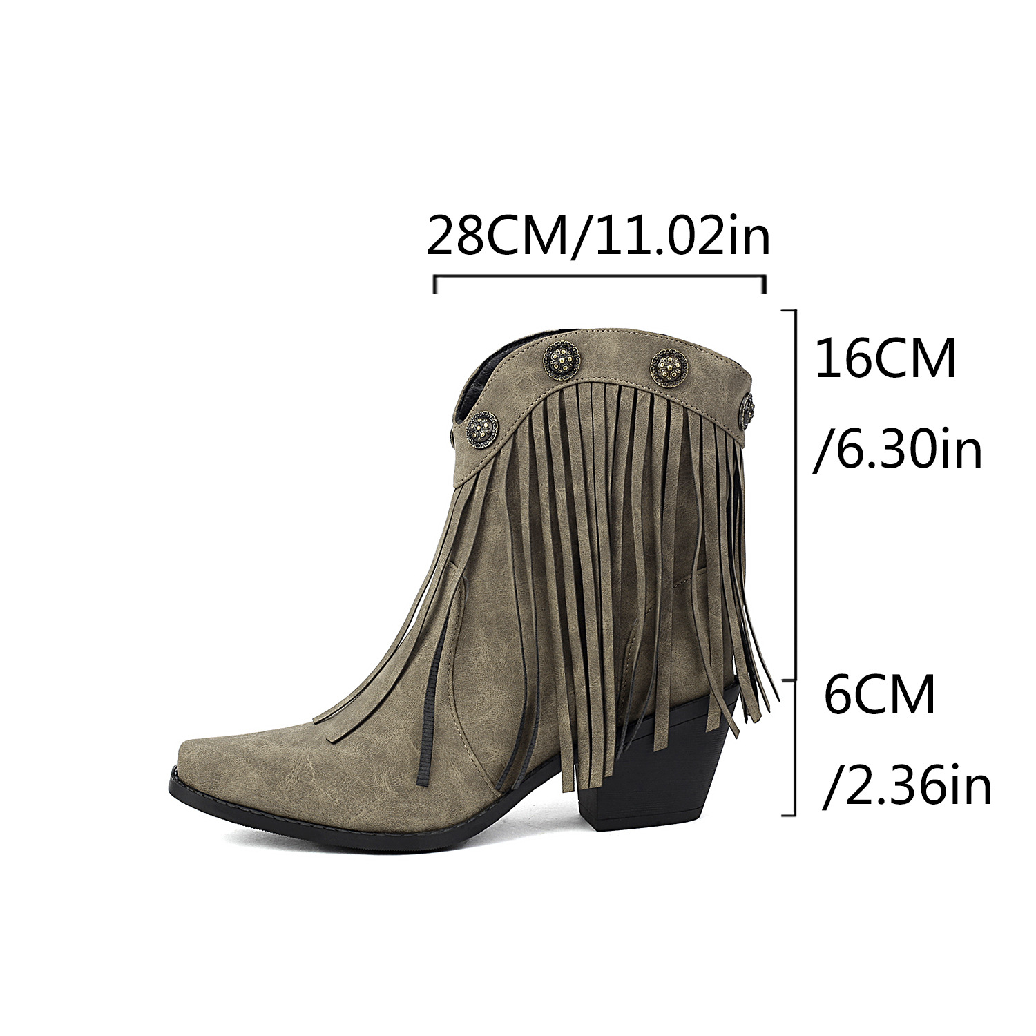 Tassel Boots, Short Tube, Rivet Boots, Pointed Roman Boots