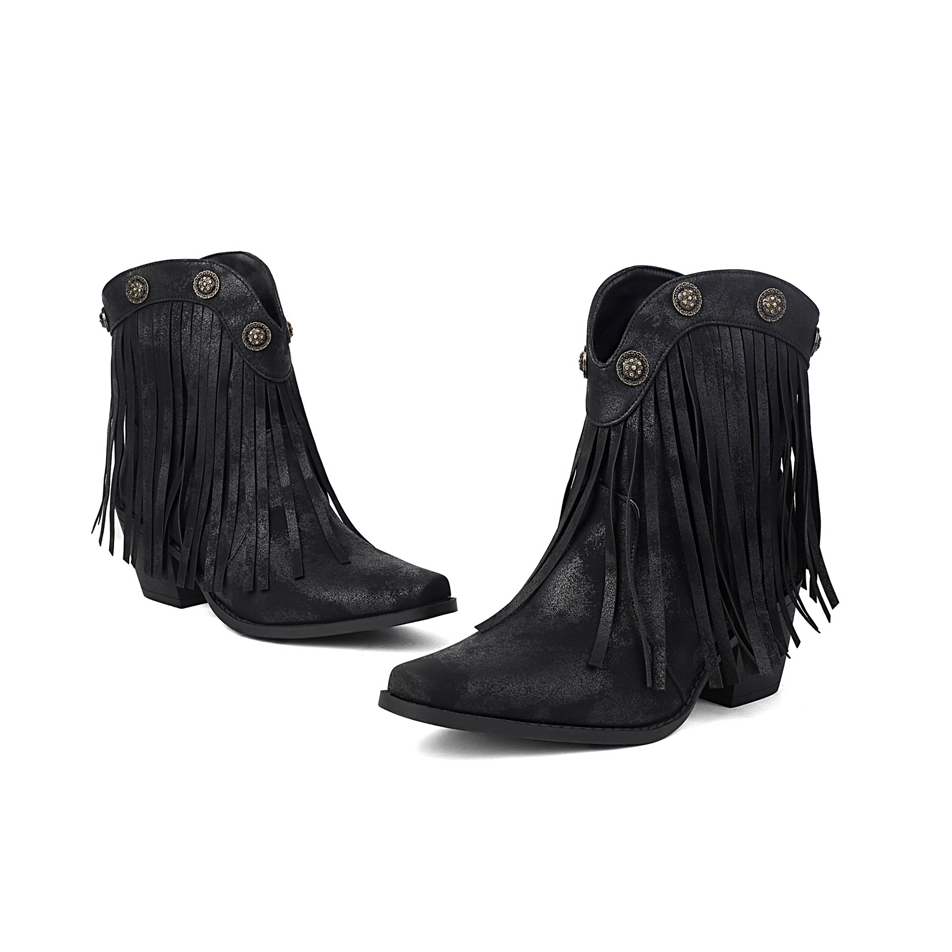 Tassel Boots, Short Tube, Rivet Boots, Pointed Roman Boots
