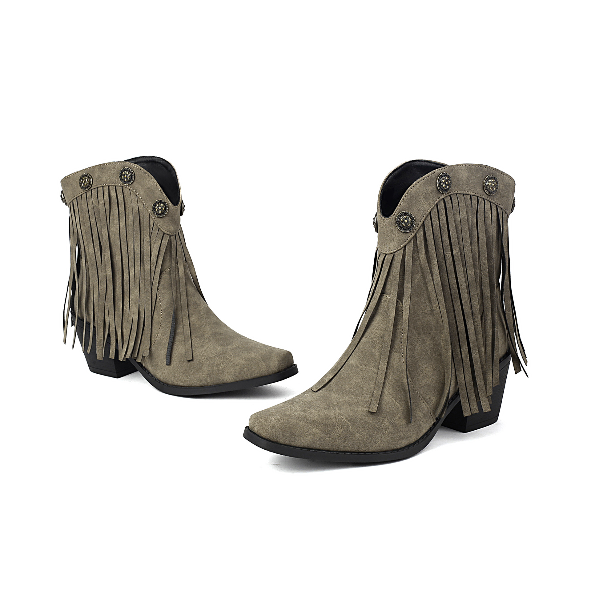 Tassel Boots, Short Tube, Rivet Boots, Pointed Roman Boots