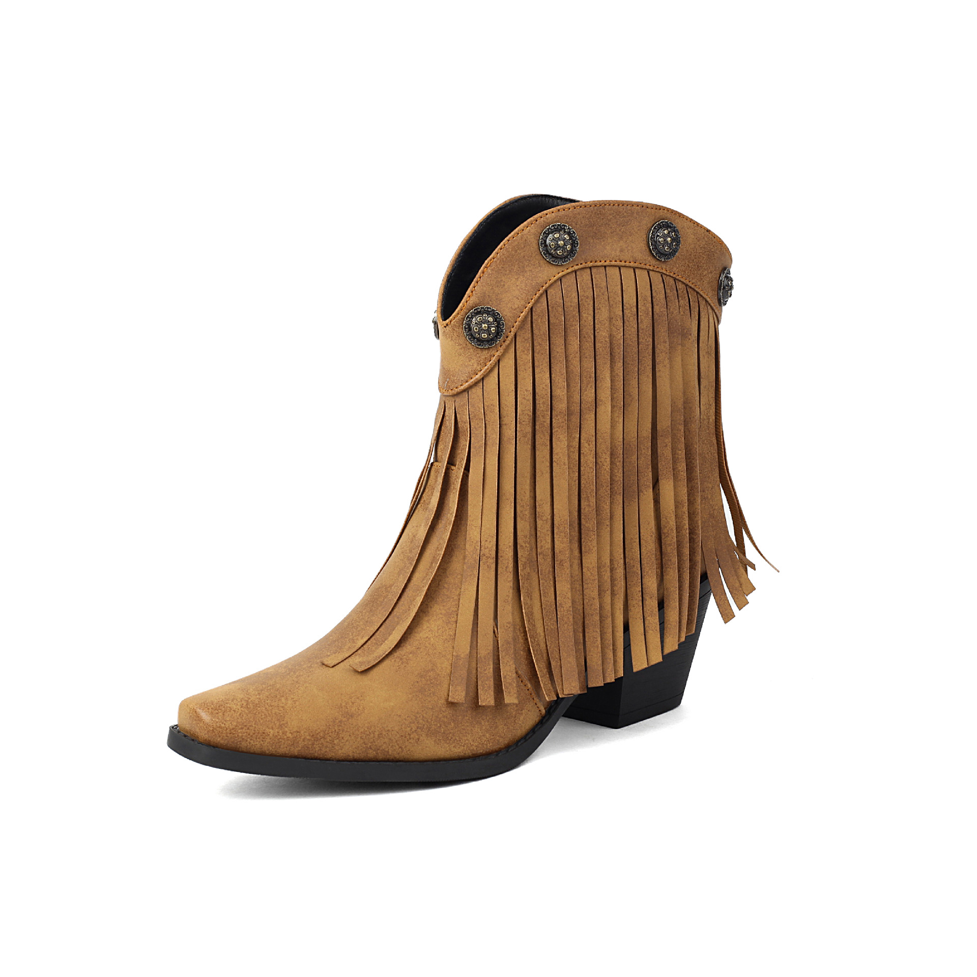 Tassel Boots, Short Tube, Rivet Boots, Pointed Roman Boots