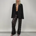New Sexy and Versatile Lace Perspective High Waist Splicing Long Style