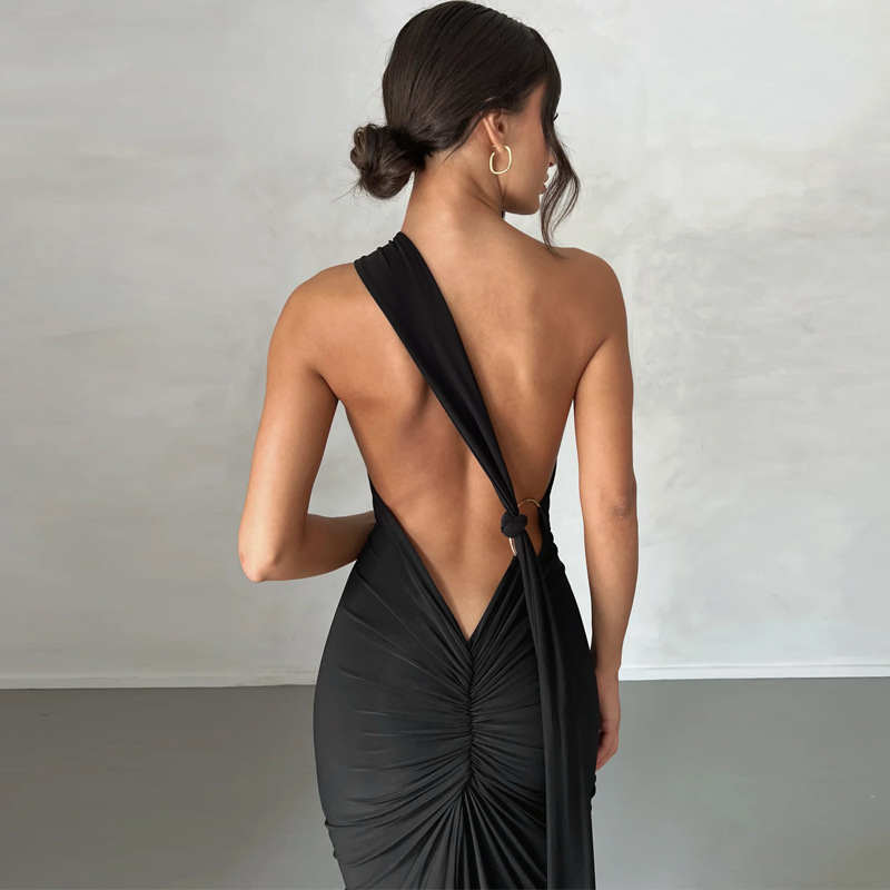 Sexy Backless Pleated Slim Fit Sleeveless Dress