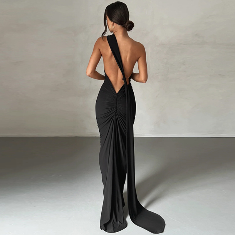Sexy Backless Pleated Slim Fit Sleeveless Dress