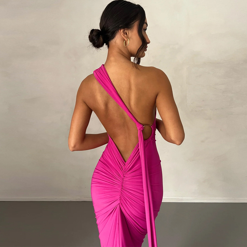 Sexy Backless Pleated Slim Fit Sleeveless Dress