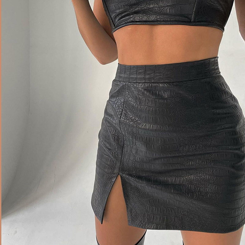 Strapless Vest Sexy High Waisted Slit Skirt Set