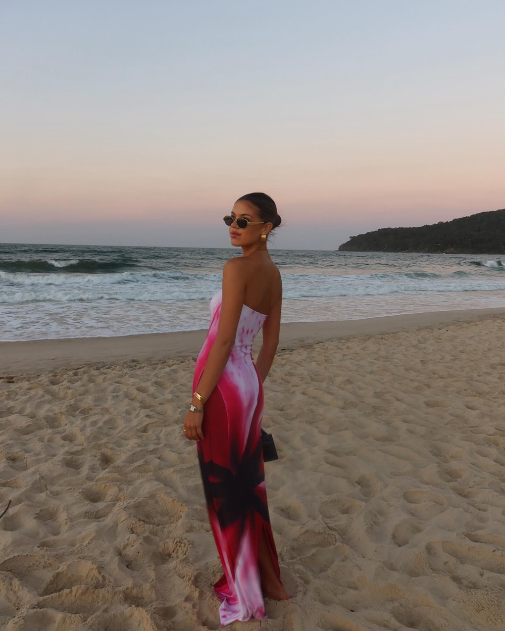 Printed Sexy Strapless Waist And Hip Cinching Dress