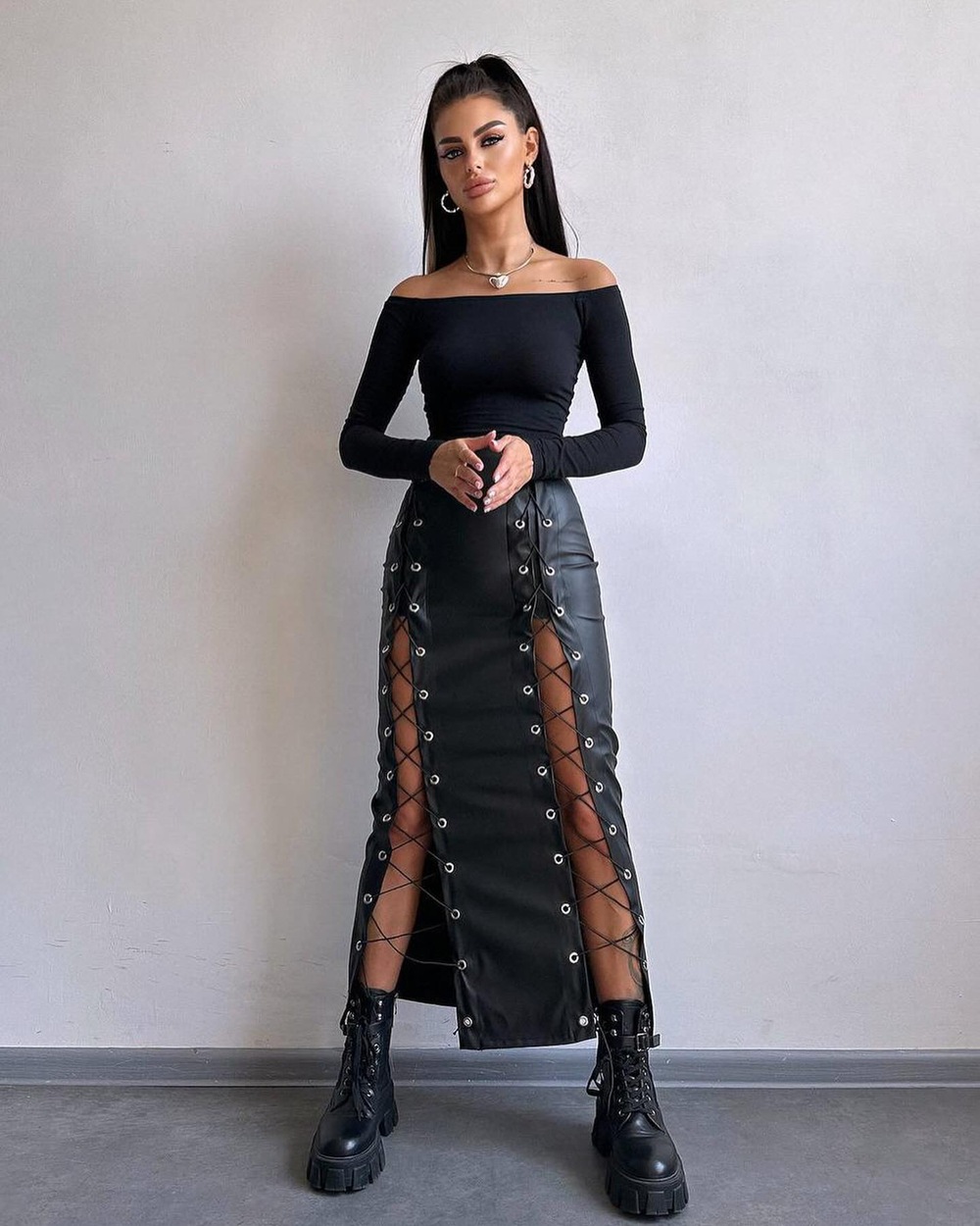 PU Sexy Split Lace Up Bag With Buttocks And Half Body