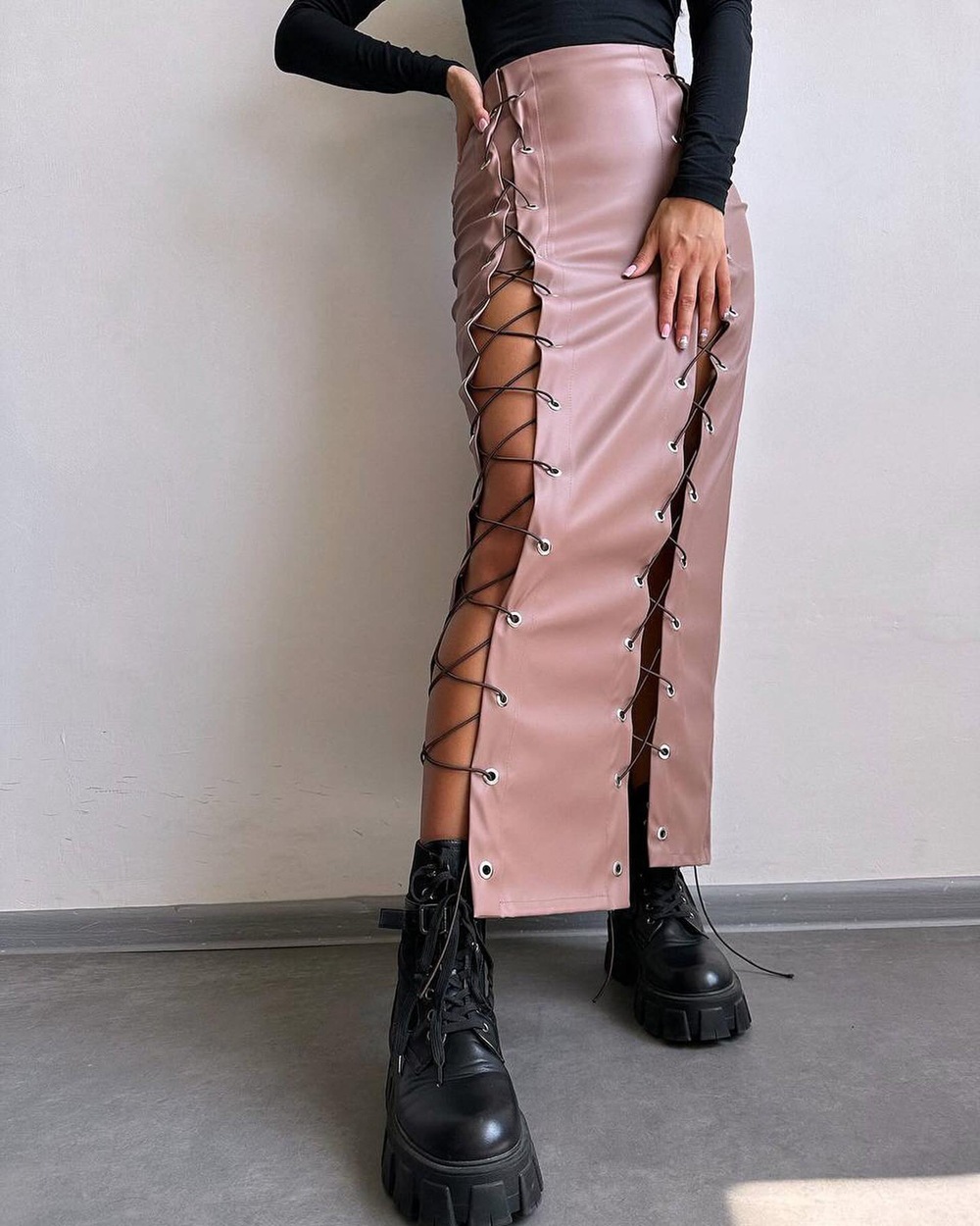 PU Sexy Split Lace Up Bag With Buttocks And Half Body