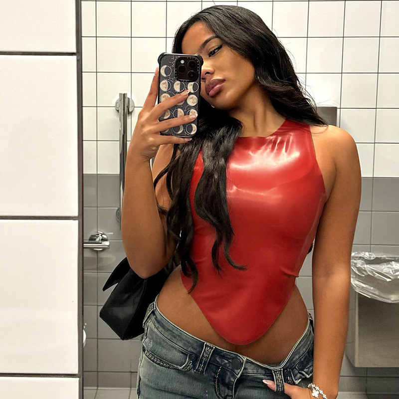 Round Neck Sleeveless Irregular Hem Top And Vest