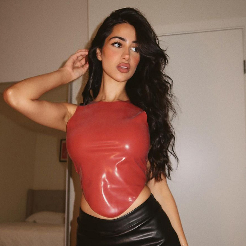 Round Neck Sleeveless Irregular Hem Top And Vest