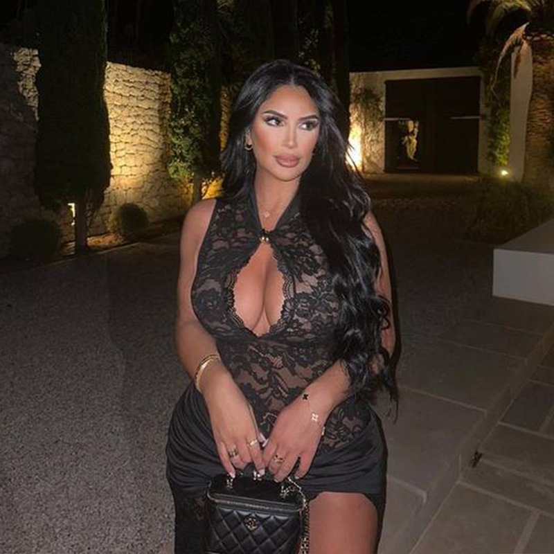 Sexy And Fashionable Lace Hollow Out High Slit Sleeveless Dress