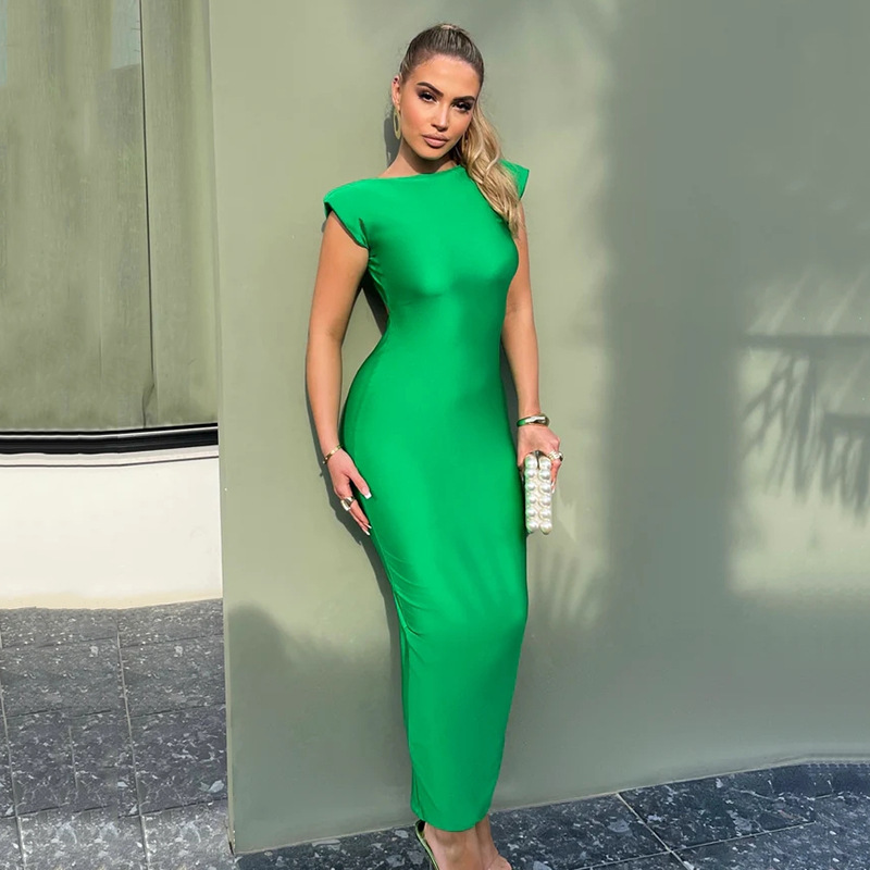 Tight Fitting Backless Hollow Design Long Skirt