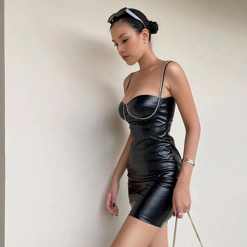 Sexy Slim Fit Suspender Dress With Hip Wrap