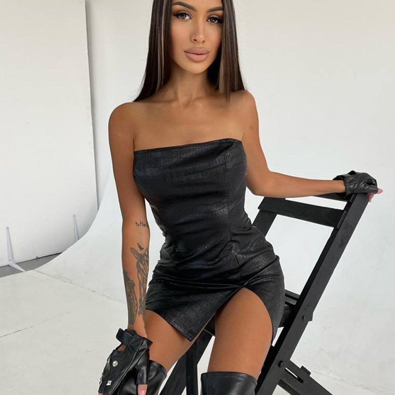 Strapless Sexy Slit Dress