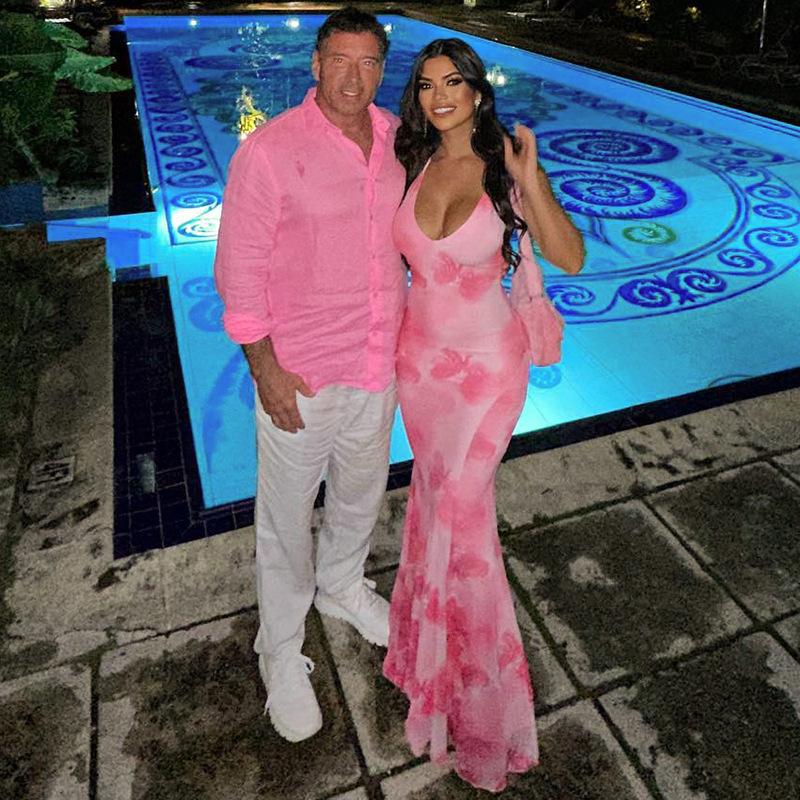 Fashionable Printed Backless Halter Neck Tied Fishtail Dress