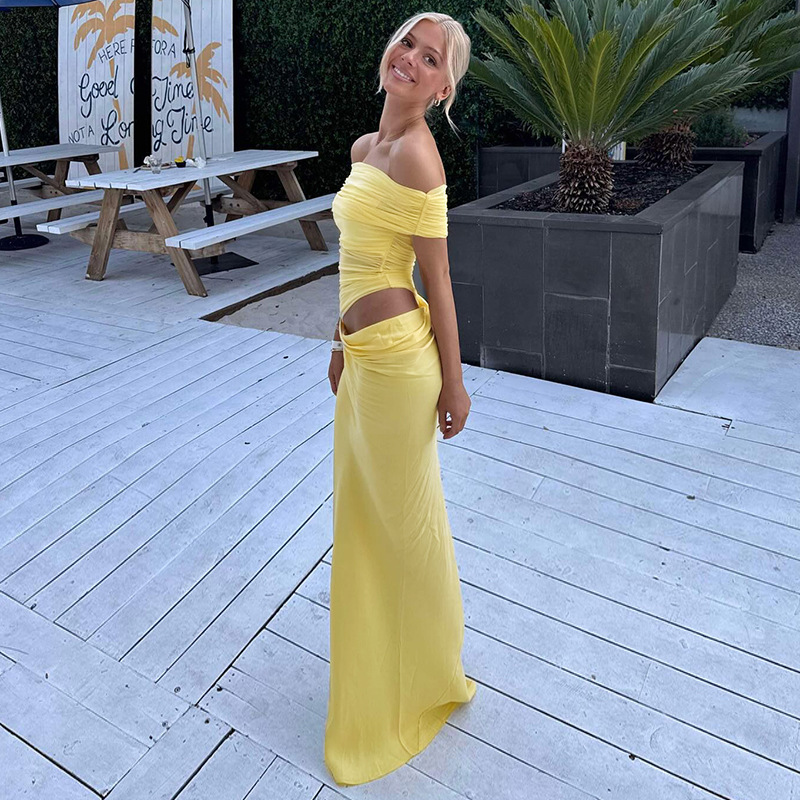 Folded Hollow High Waisted Hip Hugging Dress