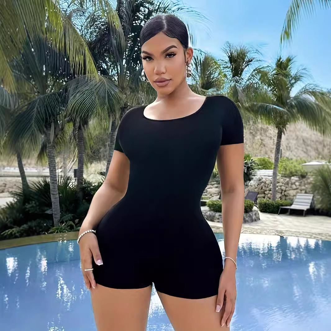 Round Neck Short Sleeved Strapless Jumpsuit