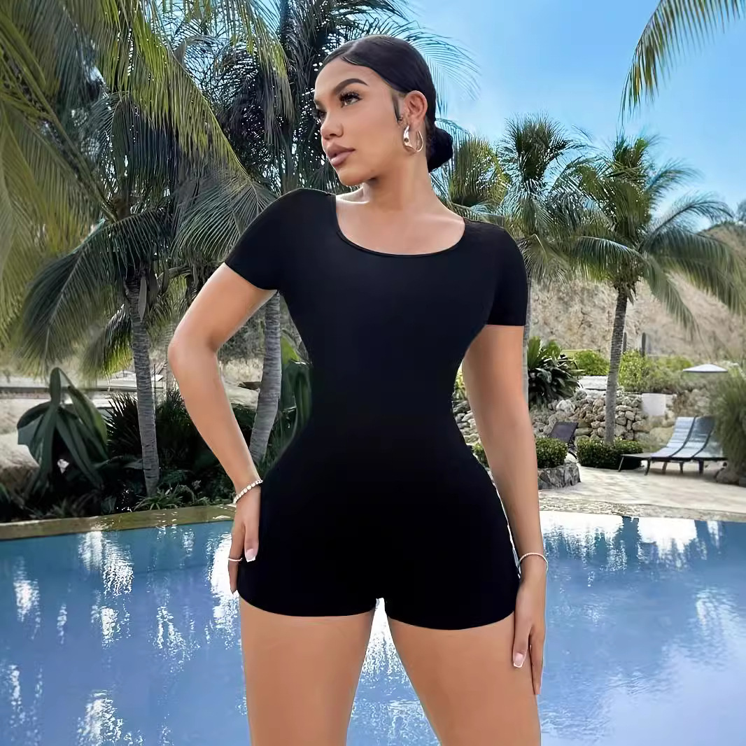 Round Neck Short Sleeved Strapless Jumpsuit