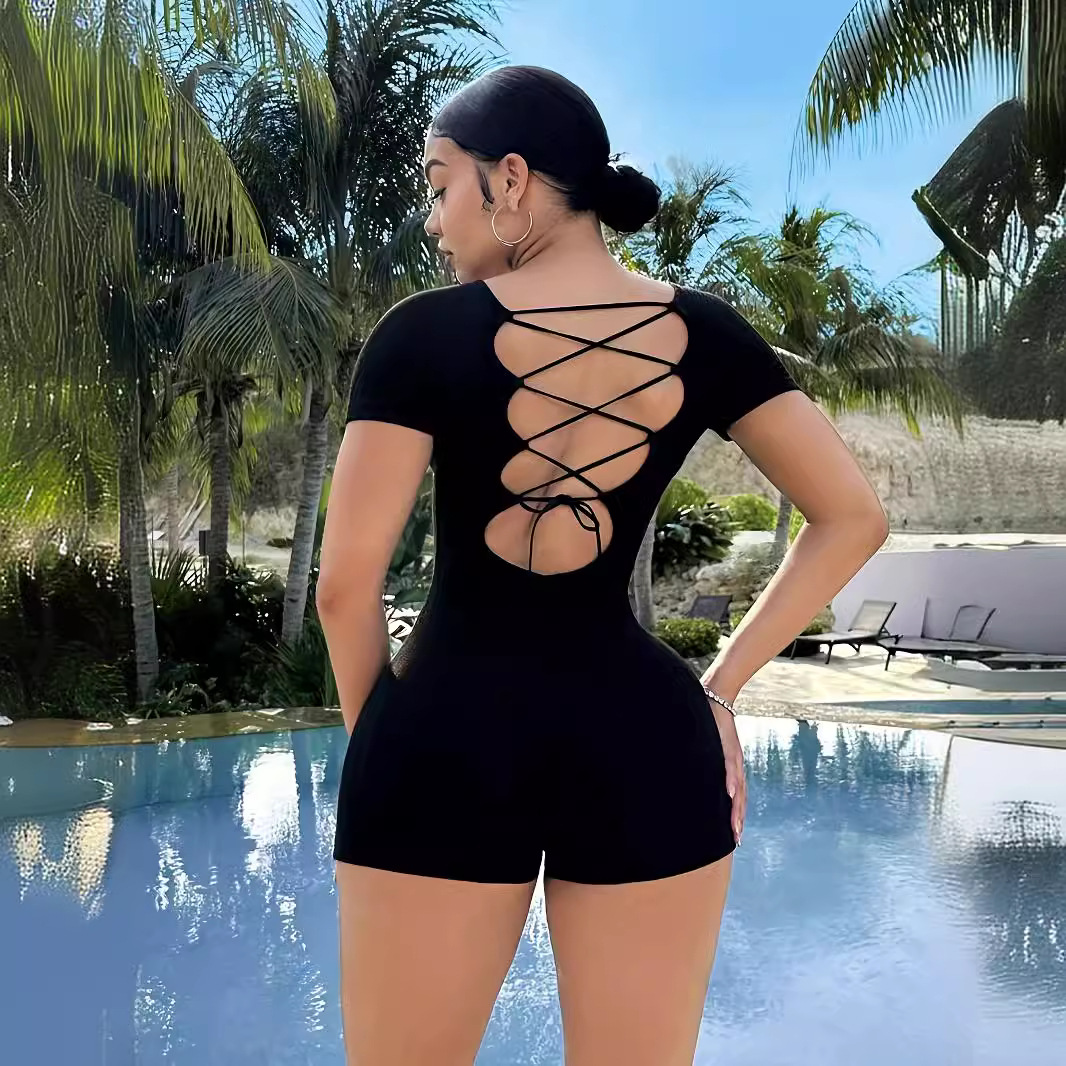 Round Neck Short Sleeved Strapless Jumpsuit